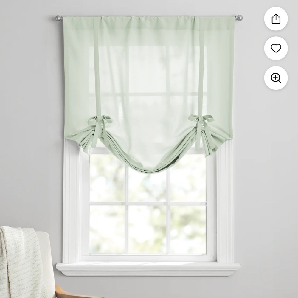 NWT Sage Green Tie-Up Curtain, 1 Panel